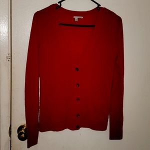 Halogen wool cardigan small red pockets b29